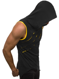 Camiseta sin mangas de hombre negro-amarillo OZONEE O/1254Z