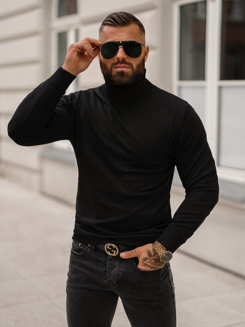 Jersey de hombre negras OZONEE O/GM301