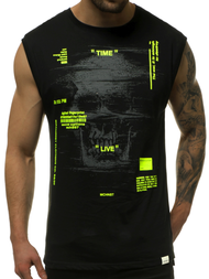 Camiseta sin mangas de hombre negro-amarilla OZONEE MACH/M1212