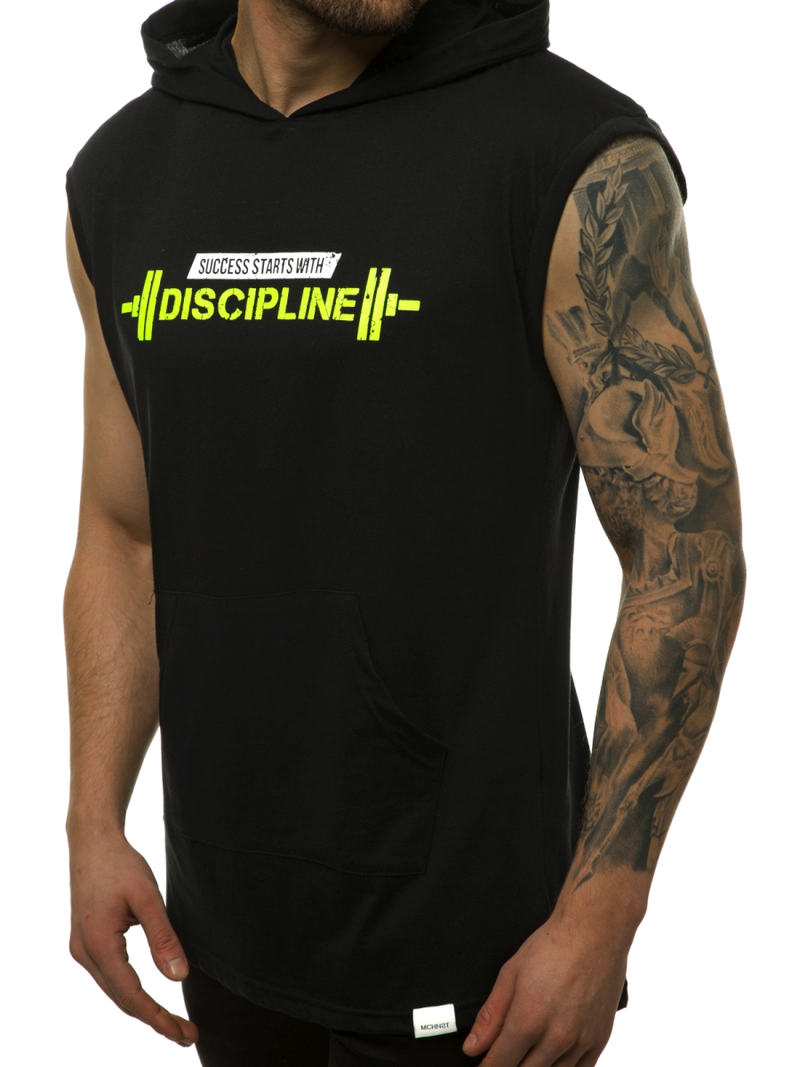 Camiseta sin mangas de hombre negro-amarilla OZONEE MACH/M1211