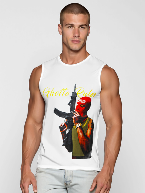 Camiseta sin mangas de hombre blanca OZONEE O/T107/1Z