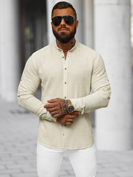 Camisa de hombre beige OZONEE O/V117