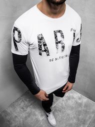 Camiseta de manga larga de hombre blanco OZONEE O/1292Z 