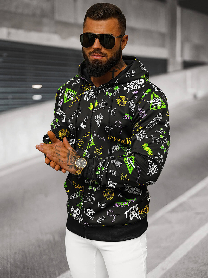 Sudadera de hombre negra OZONEE JS/8B1186/3