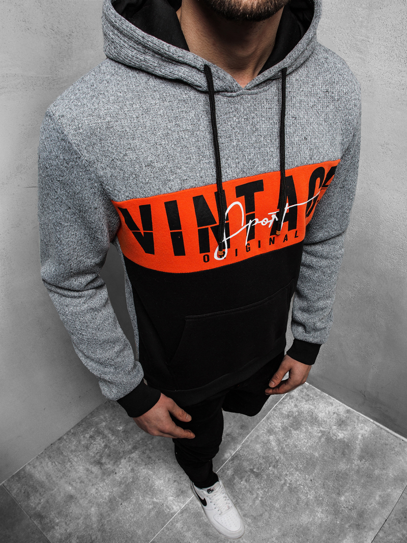 Sudadera de hombre amarillo gris OZONEE JS/KS1911Z