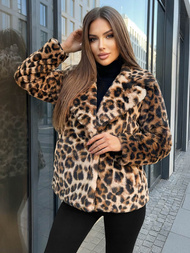 Chaqueta de mujer beige-marrón  OZONEE JS/61M8500/158Z