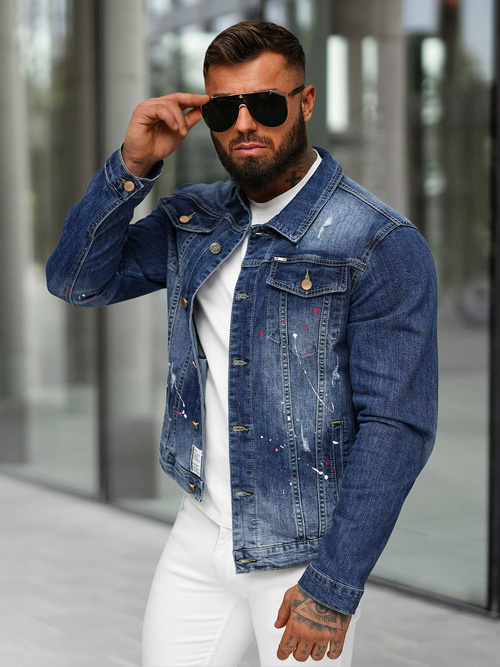 Chaqueta vaquera de hombre azul claro OZONEE NB/MJ542BC