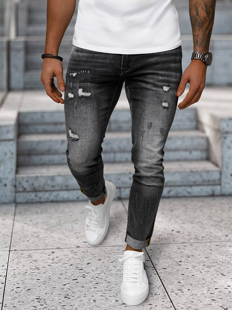 Vaqueros de hombre negras OZONEE NB/MP0169G