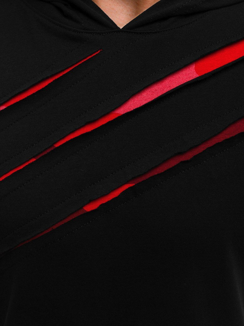 Camiseta de hombre negro-roja OZONEE A/1185Z