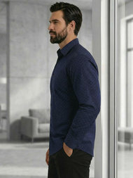 Camisa de hombre azul marino OZONEE V/V183Z