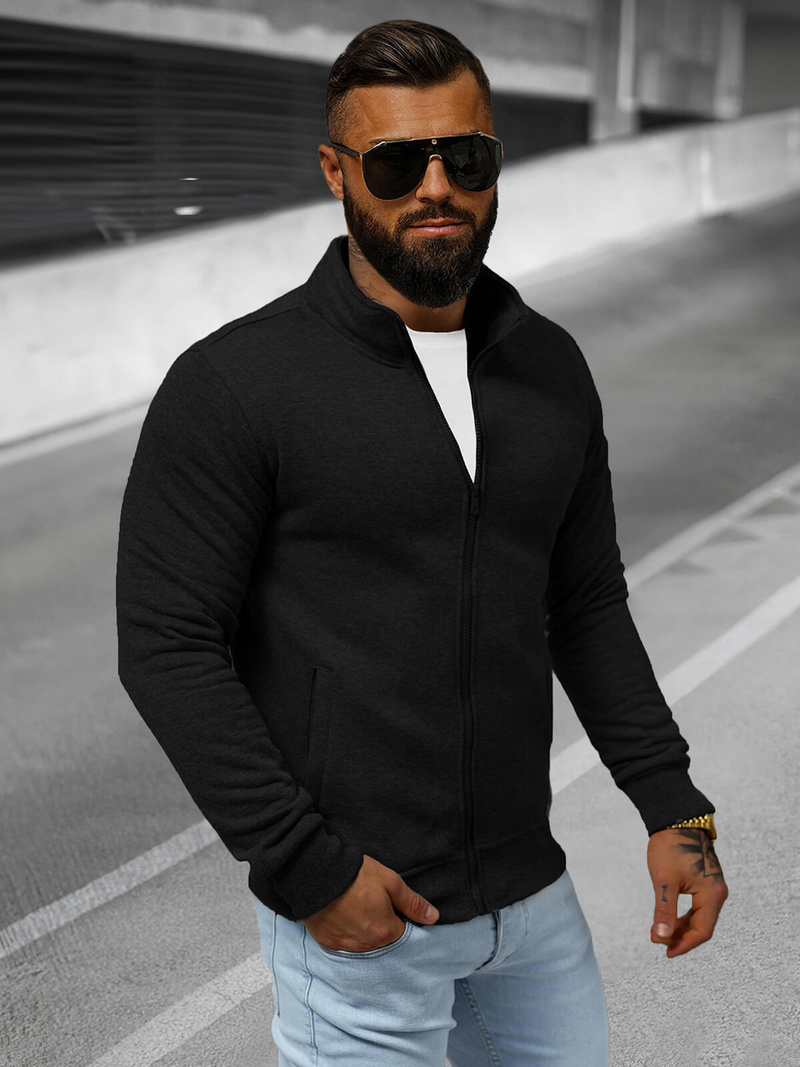 Sudadera de hombre negra OZONEE JS/2002Z