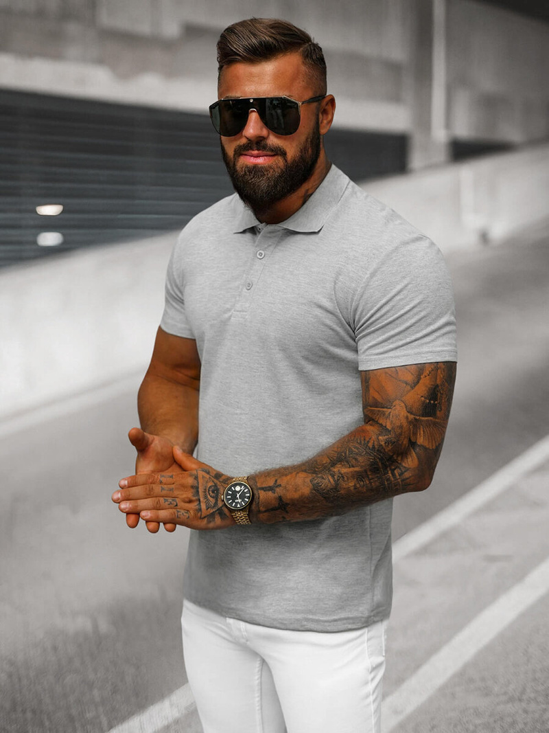 Polo de hombre gris OZONEE JS/8T80/2Z