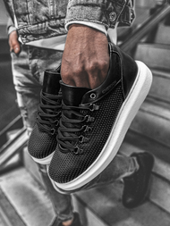 Sneakers de hombre negro-blancos OZONEE CH/021