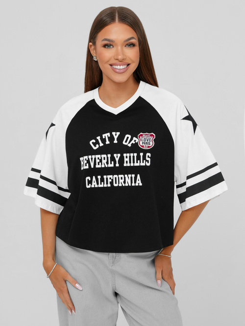 Camiseta de mujer negra OZONEE JS/R62493