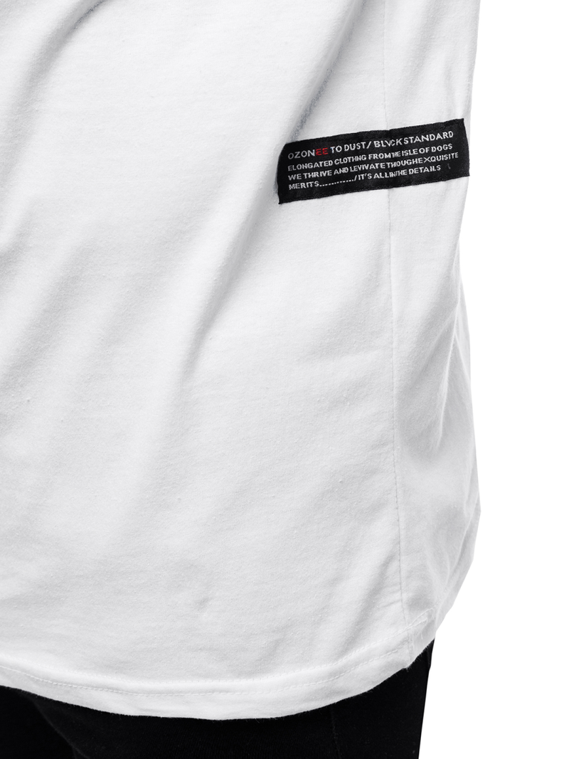 Camiseta de manga larga de hombre blanco OZONEE O/1292Z