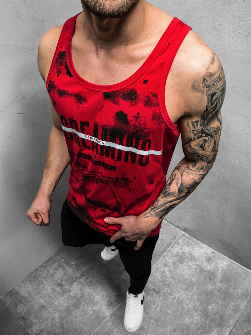 Camiseta sin mangas de hombre roja OZONEE JS/SS11053Z