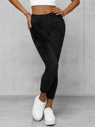 Pantalón velour de chándal para mujer negras OZONEE JS/92K521/3