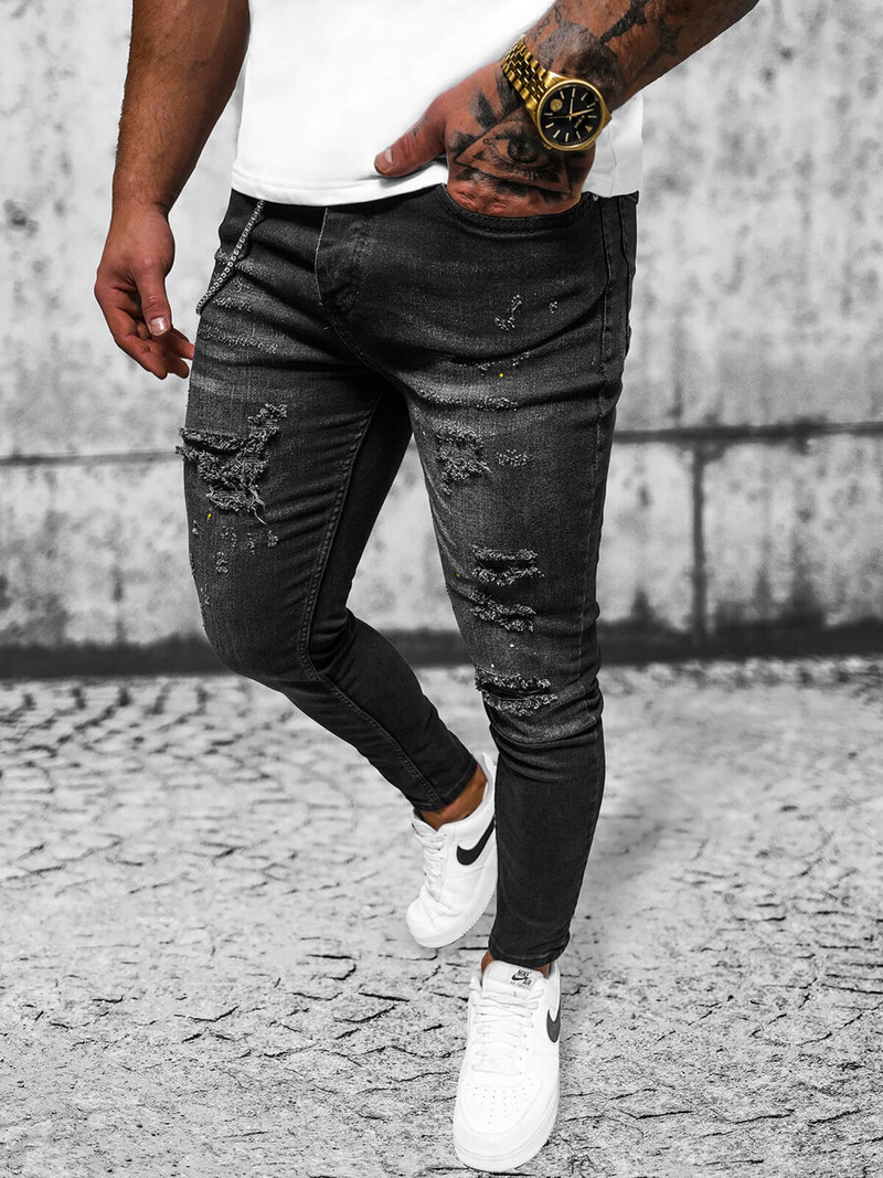 Vaqueros de hombre negras OZONEE O/MB465