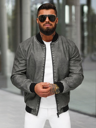 Chaqueta de cuero de hombre grafito OZONEE JS/11Z8107