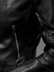 Chaqueta de cuero para mujer negra OZONEE JS/11Z8038