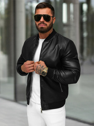 Chaqueta de cuero de hombre negra OZONEE JS/11Z8107