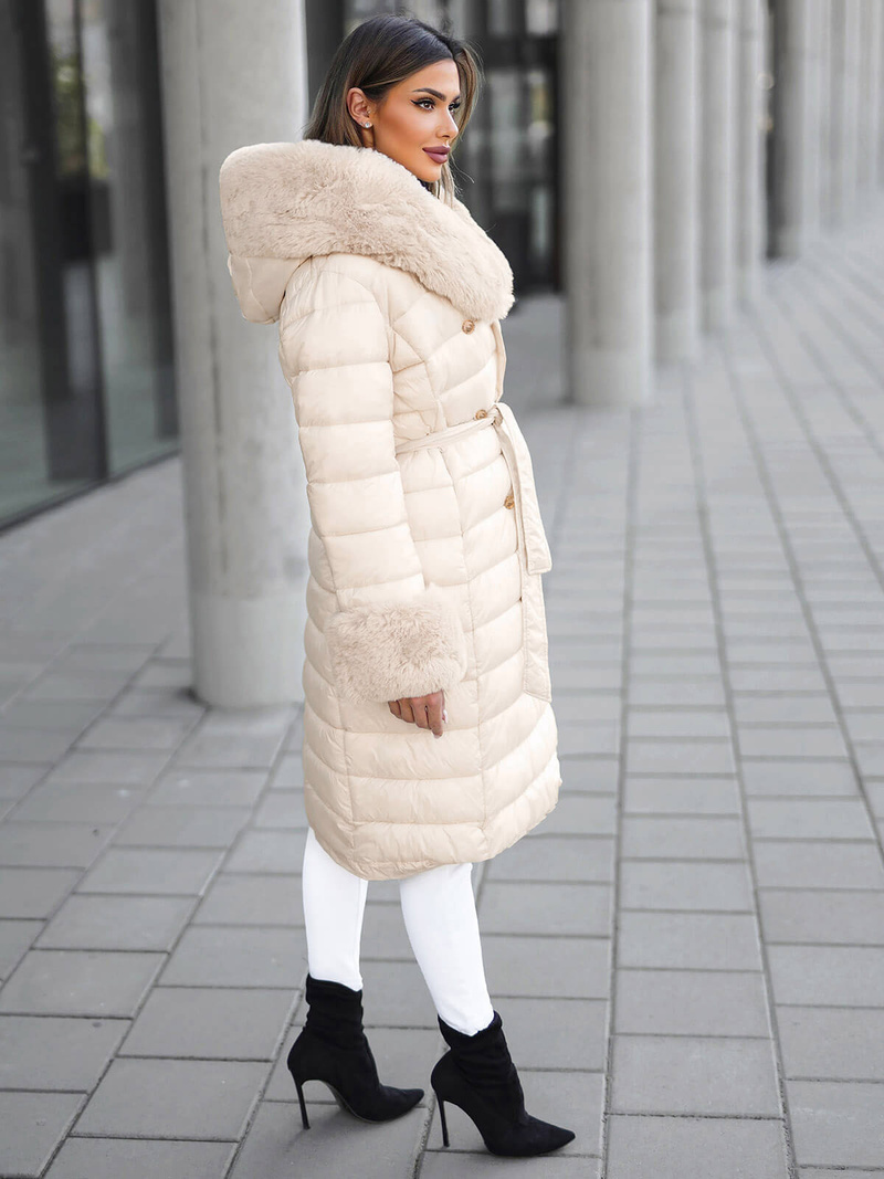 Abrigo de mujer beige OZONEE JS/5M3160/254Z