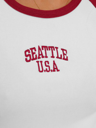 Camiseta de mujer blanco-rojo OZONEE JS/R61627