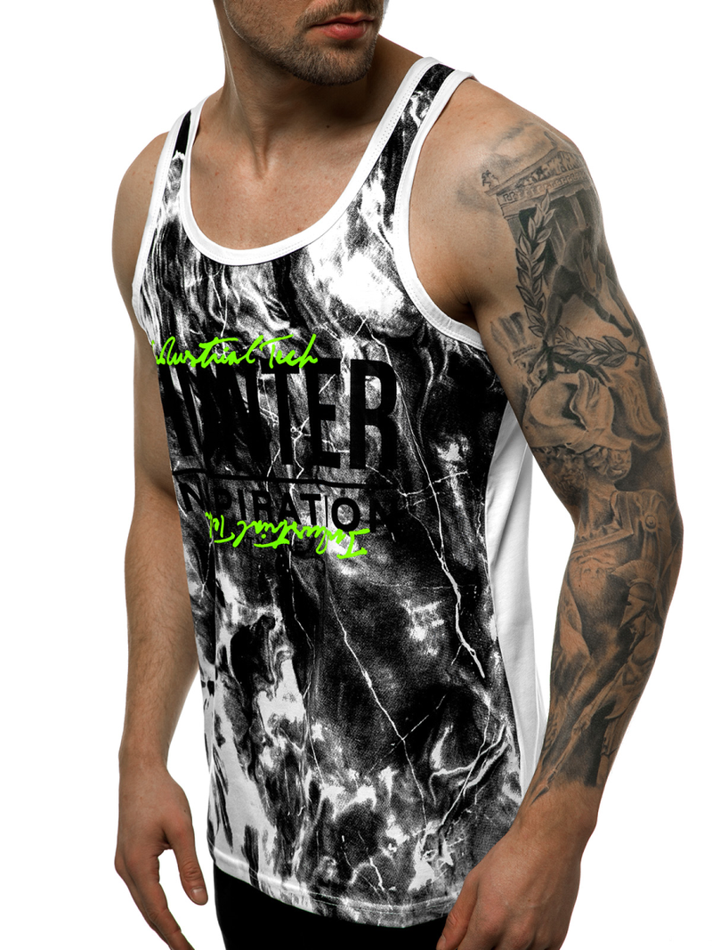 Camiseta sin mangas de hombre blanca OZONEE JS/SS11033