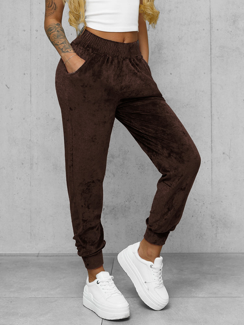 Pantalón velour de chándal para mujer chocolate OZONEE JS/92K527/160