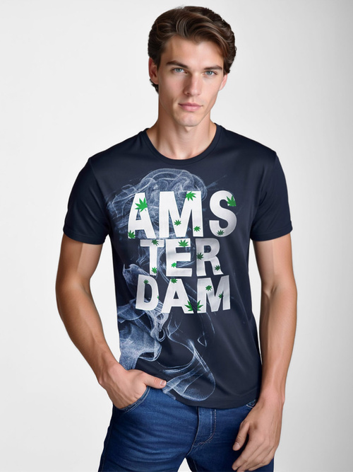 Camiseta de hombre azul marino OZONEE O/T128/25Z