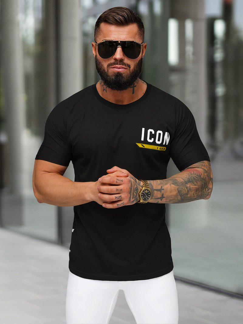 Camiseta de hombre negras OZONEE O/QQ1297