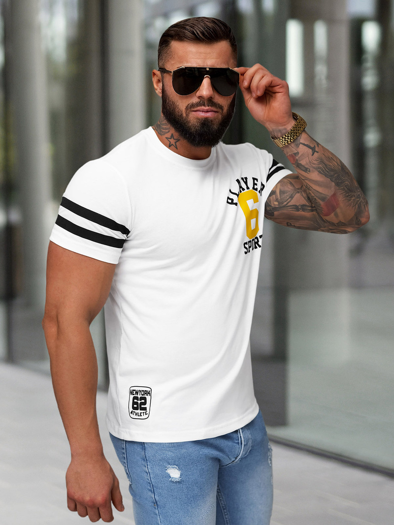 Camiseta de hombre blanco OZONEE JS/8B1391/1