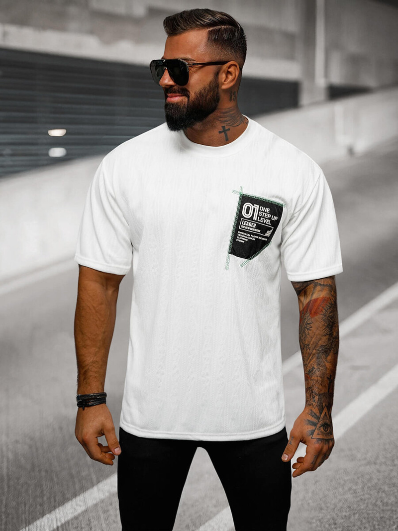Camiseta de hombre blanca OZONEE O/3C333
