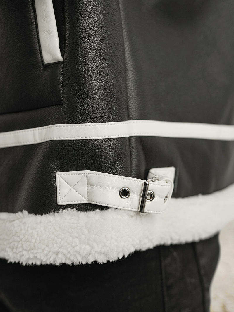 Chaqueta de cuero de hombre negra OZONEE JS/11Z8270