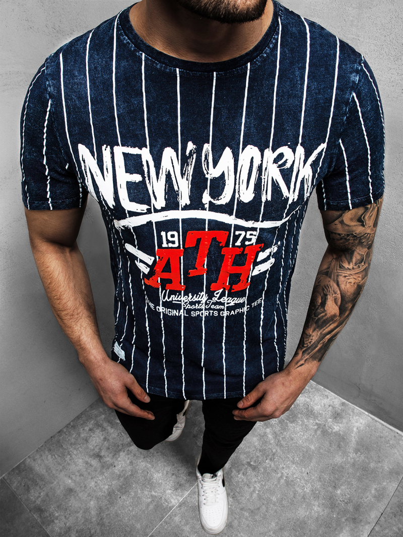 Camiseta de hombre azul marino OZONEE HFM/017Z