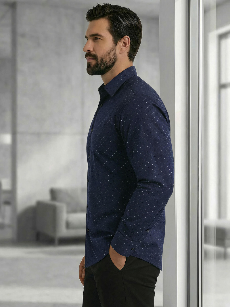 Camisa de hombre azul marino OZONEE V/V183Z