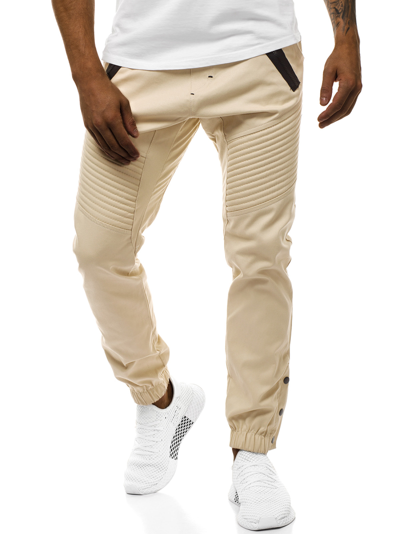 Pantalón chino jogger de hombre beige OZONEE A/0952