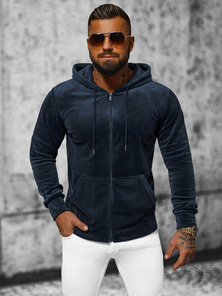 Sudadera velour de hombre azul marino OZONEE JS/8B1168/25