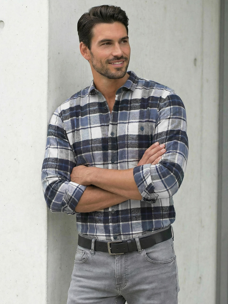 Camisa de hombre azul marino OZONEE V/V175Z