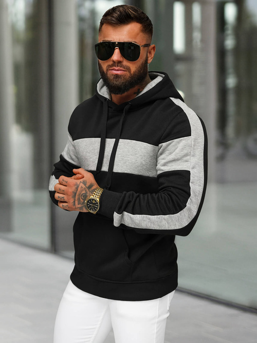 Sudadera de hombre negra OZONEE JS/8B1309/3