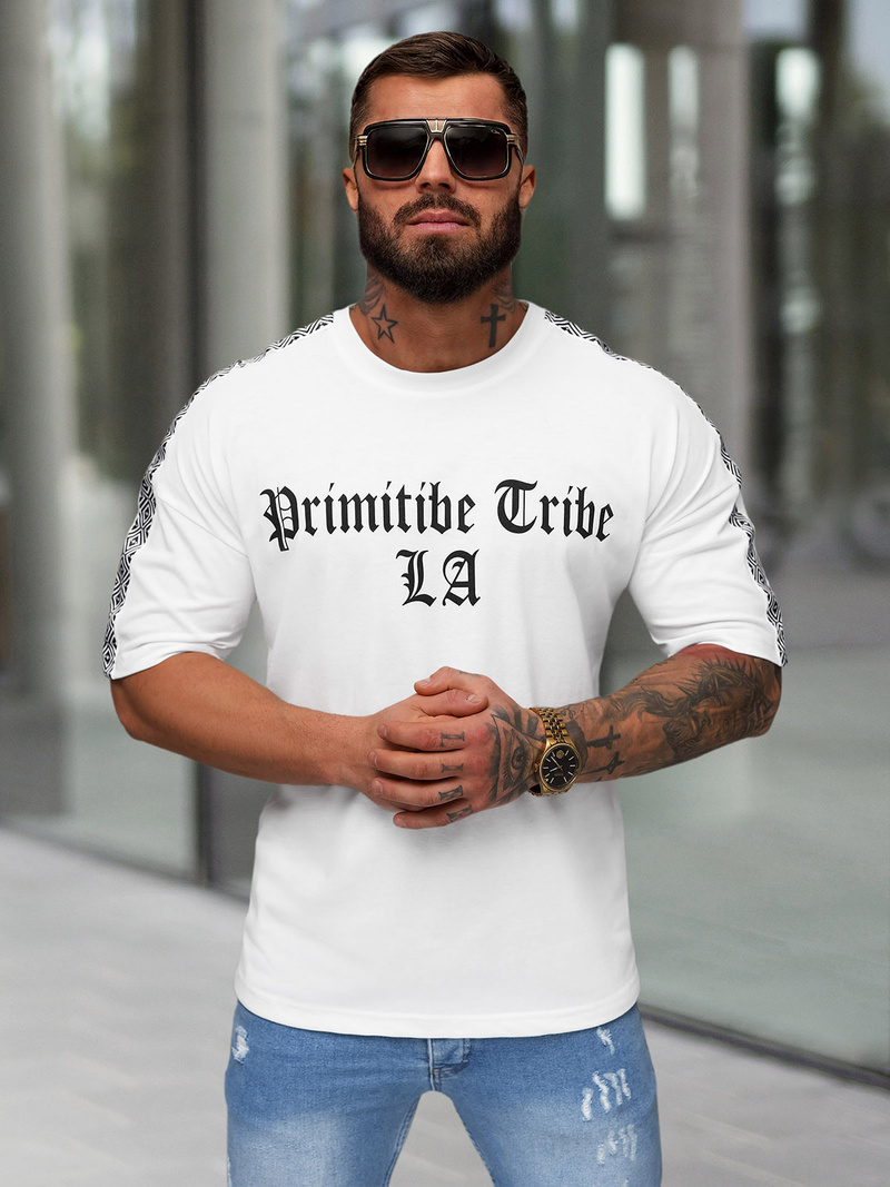 Camiseta de hombre blanco OZONEE JS/8B1380/1