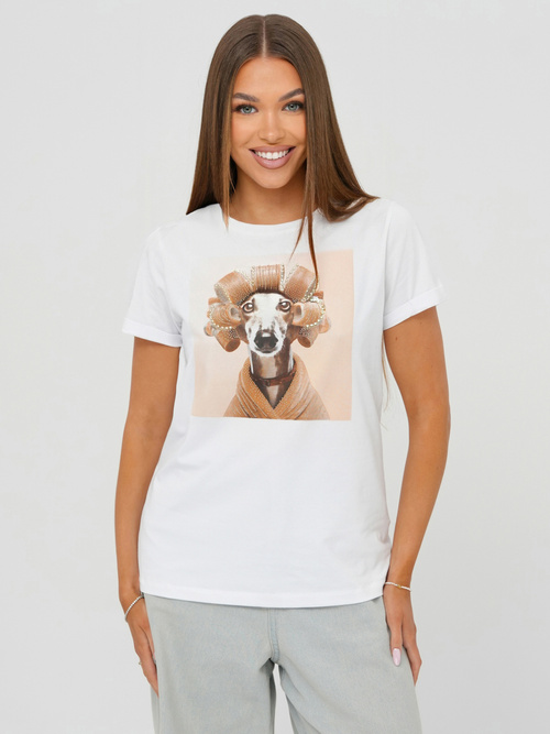 Camiseta de mujer blanco-beige OZONEE JS/YJ77726