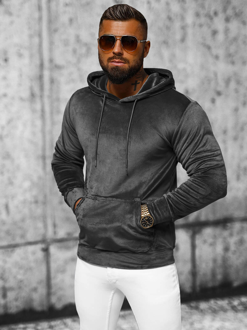 Sudadera velour de hombre grafito OZONEE JS/8B1170/6