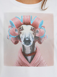 Camiseta de mujer blanco-rosa OZONEE JS/YJ77726