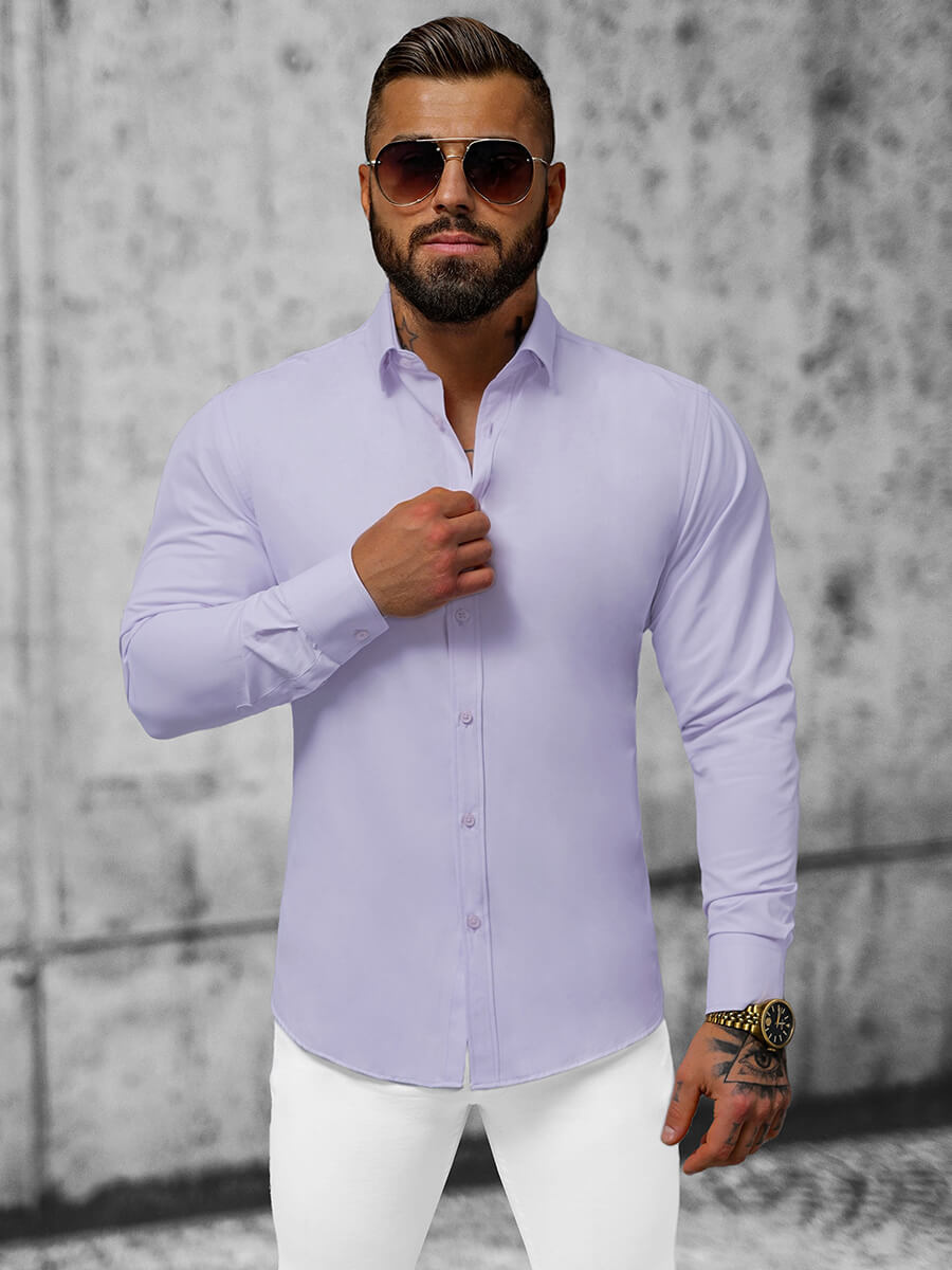 Camisa de hombre violeta claro OZONEE O V24