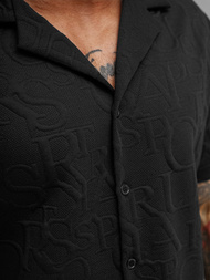 Camisa de hombre con manga corta negra OZONEE O/B2256