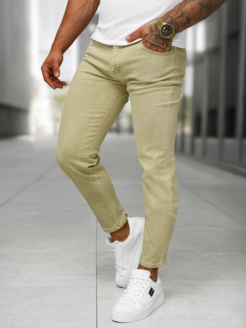 Vaqueros de hombre beige OZONEE BL/JK880