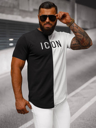 Camiseta de hombre negro-blanco OZONEE O/7776T