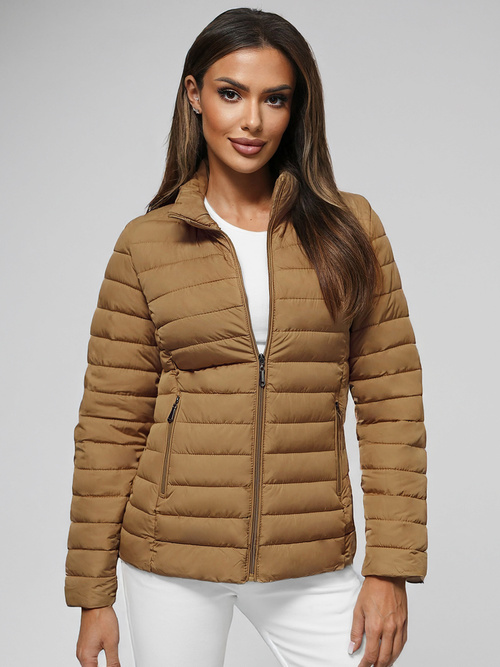 Chaqueta de mujer beige oscuro OZONEE JS/16M9109/84