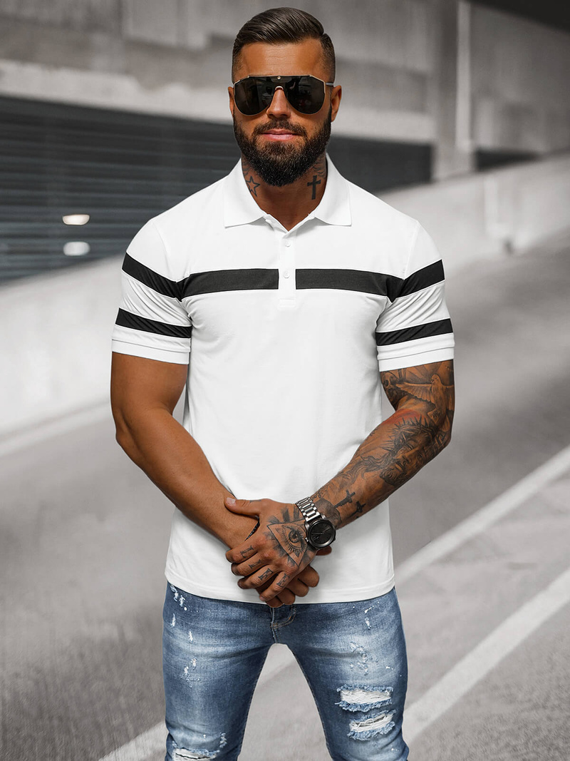Polo de hombre blanca OZONEE NB/MT3108